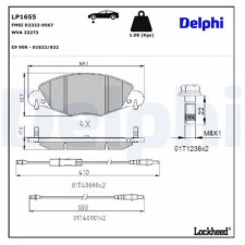 DELPHI fékbetétkészlet, tárcsafék LP1655 autóalkatrész