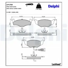 DELPHI fékbetétkészlet, tárcsafék LP1709 fékbetét
