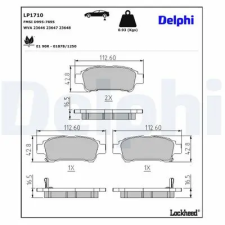 DELPHI fékbetétkészlet, tárcsafék LP1710 autóalkatrész