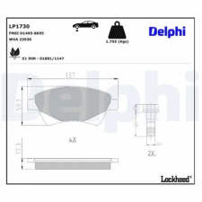 DELPHI fékbetétkészlet, tárcsafék LP1730 fékbetét