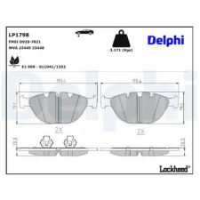 DELPHI fékbetétkészlet, tárcsafék LP1798 autóalkatrész