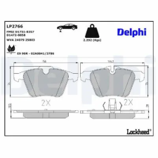 DELPHI fékbetétkészlet, tárcsafék LP2766 fékbetét