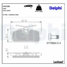 DELPHI fékbetétkészlet, tárcsafék LP3150 fékbetét
