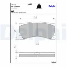 DELPHI fékbetétkészlet, tárcsafék LP3174 fékbetét