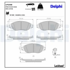 DELPHI fékbetétkészlet, tárcsafék LP3368 autóalkatrész