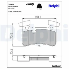 DELPHI fékbetétkészlet, tárcsafék LP3516 autóalkatrész