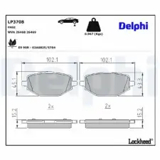 DELPHI fékbetétkészlet, tárcsafék LP3708 fékbetét