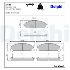 DELPHI fékbetétkészlet, tárcsafék LP543 autóalkatrész