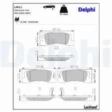 DELPHI fékbetétkészlet, tárcsafék LP611 fékbetét