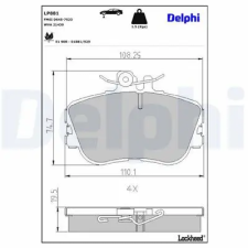 DELPHI fékbetétkészlet, tárcsafék LP881 fékbetét