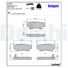 DELPHI fékbetétkészlet, tárcsafék LP967 autóalkatrész