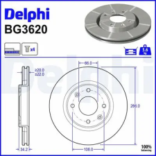 DELPHI féktárcsa BG3620 autóalkatrész