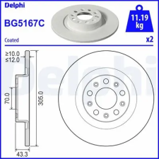 DELPHI féktárcsa BG5167C autóalkatrész