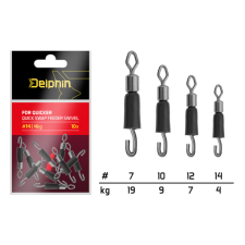 Delphin FDR Quicker Csavarodás mentes gyors forgókapocs / 10db - #10/9kg horgászkiegészítő