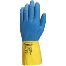 Delta Kesztyű Duocolor kétszer mártott latex pamut bolyhozással blue/yellow 8,5