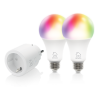 Deltaco SMART HOME SH-KIT01 kezdő okos csomag 2 db LE27RGB színes izzó + SH-P01 okos dugalj 10A, időkapcsoló