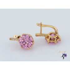  Denizza antiallergén rózsaszín nagyköves fülbevaló-18K fülbevaló