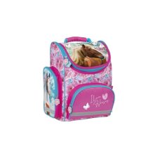 DERFORM Lovas ergonomikus iskolatáska - I love horses - Kék-rózsaszín (TEMBKO19) iskolatáska