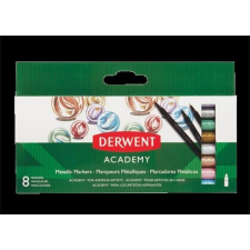Derwent Filctoll készlet, DERWENT, "Academy", 8 különböző metál szín filctoll, marker