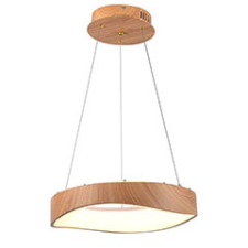  Design LED csillár (18W), fa hatású - meleg fehér világítás