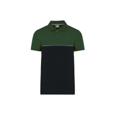 Designed To Work WK210 kétszinű, környezetbarát rövid ujjú galléros póló Designed To Work, Black/Forest Green-4XL
