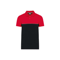 Designed To Work WK210 kétszinű, környezetbarát rövid ujjú galléros póló Designed To Work, Black/Red-XS