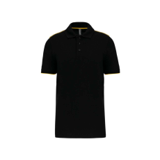 Designed To Work WK270 rövid ujjú férfi galléros póló, kontrasztos diszítésekkel Designed To Work, Black/Yellow-L
