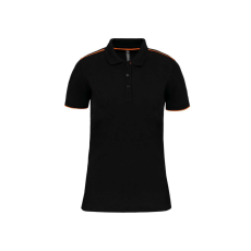 Designed To Work WK271 rövid ujjú Női galléros póló, kontrasztos diszítésekkel Designed To Work, Black/Orange-M