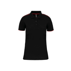 Designed To Work WK271 rövid ujjú Női galléros póló, kontrasztos diszítésekkel Designed To Work, Black/Red-3XL