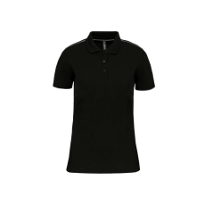 Designed To Work WK271 rövid ujjú Női galléros póló, kontrasztos diszítésekkel Designed To Work, Black/Silver-3XL