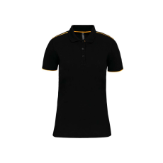 Designed To Work WK271 rövid ujjú Női galléros póló, kontrasztos diszítésekkel Designed To Work, Black/Yellow-L