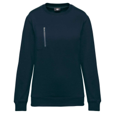 Designed To Work WK403 mellzsebes környakas unisex pulóver, kontrasztos díszítéssel Designed To Work, Navy/Silver-XS