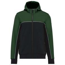 Designed To Work WK450 kétszínű három rétegű, kapucnis softshell dzseki Designed To Work, Black/Forest Green-M