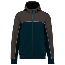 Designed To Work WK450 kétszínű három rétegű, kapucnis softshell dzseki Designed To Work, Navy/Dark Grey-L