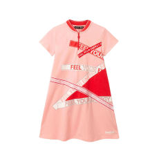 Desigual rózsaszín lány pamut ruha – 9-10 év