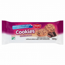 Detki Keksz Kft Detki Cookies omlós keksz csokoládé darabokkal és édesítőszerekkel, cukor hozzáadása nélkül 130 g csokoládé és édesség