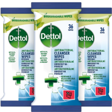 Dettol Antibakteriális felülettisztító törlőkendő, 3× 36 db tisztító- és takarítószer, higiénia