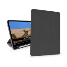 Devia Apple iPad 10.2 (2019/2020/2021) tablet tok (Smart Case) on/off funkcióval, Apple Pencil tartóval, mágneses töltővel - Devia Leather Case With Pencil Slot -fekete tablet tok