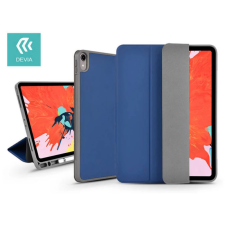 Devia Apple iPad 10.2 (2019/2020/2021) tablet tok (Smart Case) on/off funkcióval, Apple Pencil tartóval, mágneses töltővel - Devia Leather Case With Pencil Slot - sötétkék tablet tok