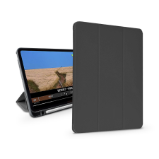 Devia Apple iPad Pro 12.9 (2020/2021/2022) tablet tok (Smart Case) on/off funkcióval, Apple Pencil tartóval, mágneses töltővel - Devia Leather Case With Pencil Slot -fekete (ST341175) tablet tok