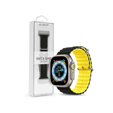 Devia Apple Watch szilikon sport szíj - Deluxe Series Sport6 Silicone Two-tone Watch Band - 42/44/45/49 mm - fekete/sárga okosóra kellék