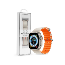 Devia Apple Watch szilikon sport szíj - Deluxe Series Sport6 Silicone Two-tone Watch Band - 42/44/45/49 mm - starlight/orange okosóra kellék