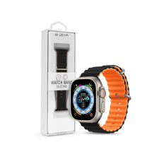 Devia Deluxe Apple Watch S1/S2/S3/S4/S5/S6/S7/S8/S9/SE Szilikon Sport Szíj 38/40/41mm - Fekete/Narancssárga okosóra kellék