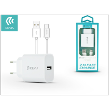 Devia Devia Smart USB hálózati töltő adapter + USB Type-C kábel 1 m-es vezetékkel - Devia Smart USB Fast Charge for Type-C 2.0 - 5V/2,1A - white audió/videó kellék, kábel és adapter