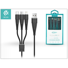 Devia Devia USB töltő- és adatkábel 1,2 m-es vezetékkel - Devia Fish1 Flexible 3in1 for Lightning/Android/Type-C USB 2.4 - black audió/videó kellék, kábel és adapter