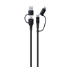 Devia EXTREME adatkábel 4in1 (USB+Type-C - lightning+Type-C, 60W, PD gyorstöltő, 150cm, cipőfűző) FEKETE