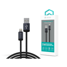 Devia Gracious Series v2 12W USB/Lightning adat-és töltőkábel 1m - fekete kábel és adapter