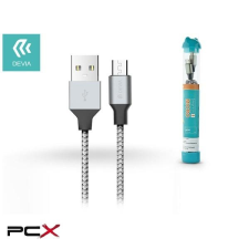 Devia st325427 tube micro usb ezüst/fekete textil adatkábel kábel és adapter
