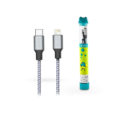 Devia ST348303 USB Type-C - Lightning adat és töltőkábel 1m kábel és adapter