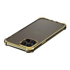 Devia Telefontok, iPhone 12 Pro Max hátlaptok, ütésálló, erősített sarkokkal, arany kerettel, átlátszó, Devia Glitter Shockproof tok és táska